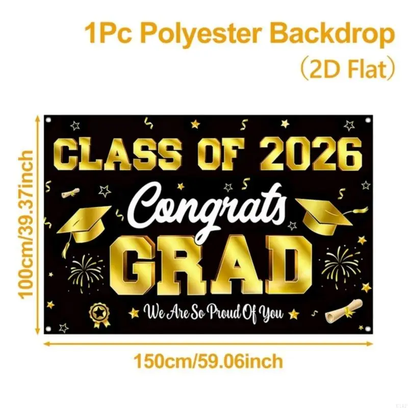Fondo para fotomatón graduación tela poliéster negro dorado - imagen 4