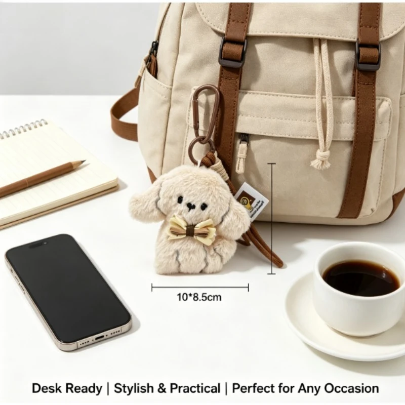 Llavero peluche Bichón Frisé – Colgante estético para mochila y llaves - imagen 2
