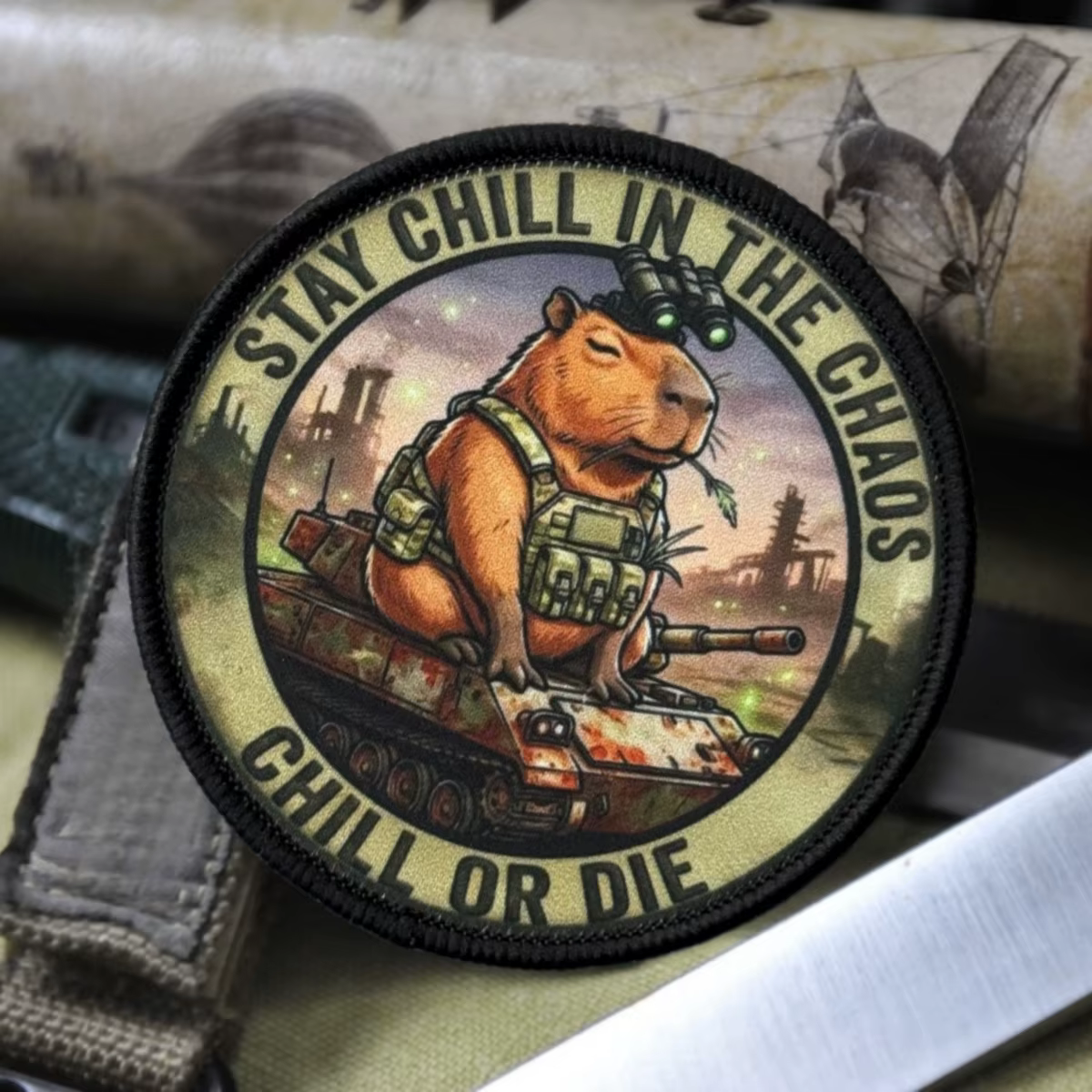 Parche táctico capibara impreso con velcro para equipo militar - imagen 5