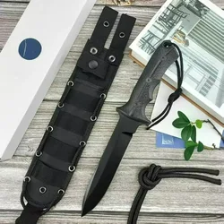Cuchillo recto táctico EDC hoja Cr D2 mango G10 bushcraft aire libre