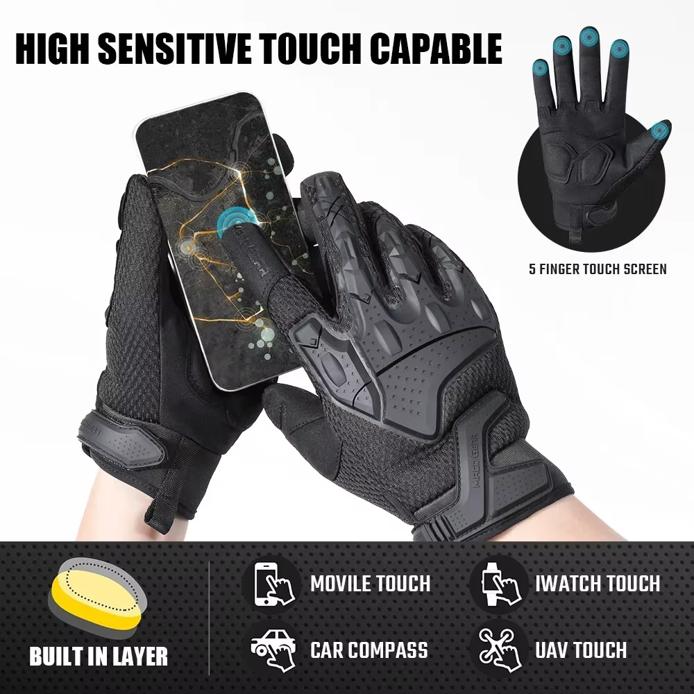Guantes tácticos antideslizantes con pantalla táctil negro outdoor - imagen 2
