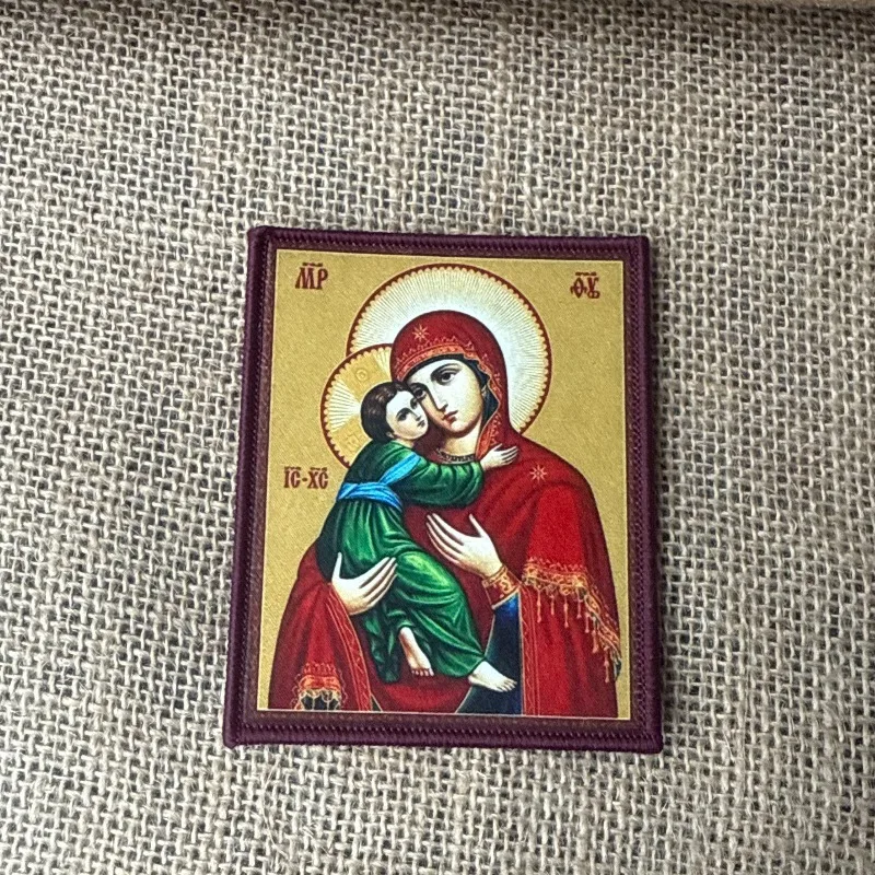Parche táctico Virgen María ortodoxa impreso gancho y bucle - imagen 3