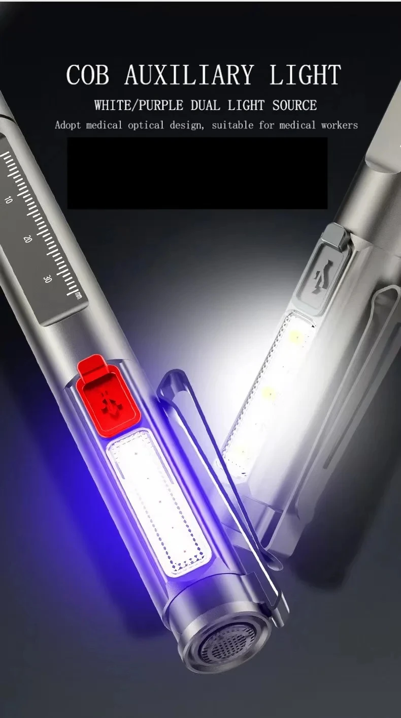 Linterna táctica LED blanca cálida recargable USB para inspección - imagen 2