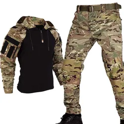 Conjunto táctico masculino camiseta y pantalón cargo