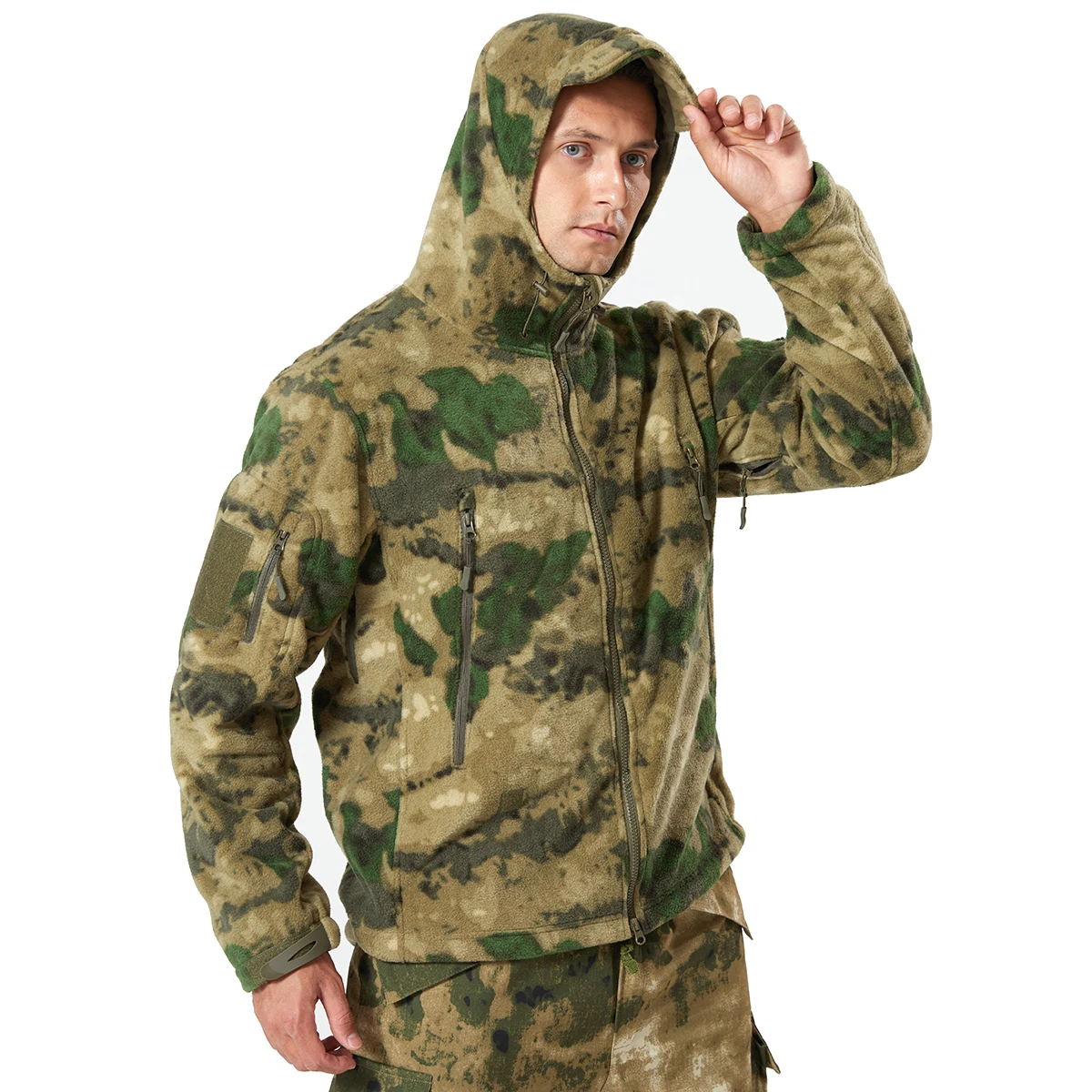 Chaqueta táctica softshell militar con capucha camuflaje invierno - imagen 3