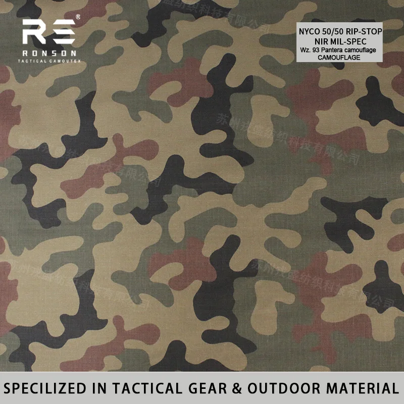 Tela táctica camuflaje Woodland ripstop NYCO camo Polish uniformes