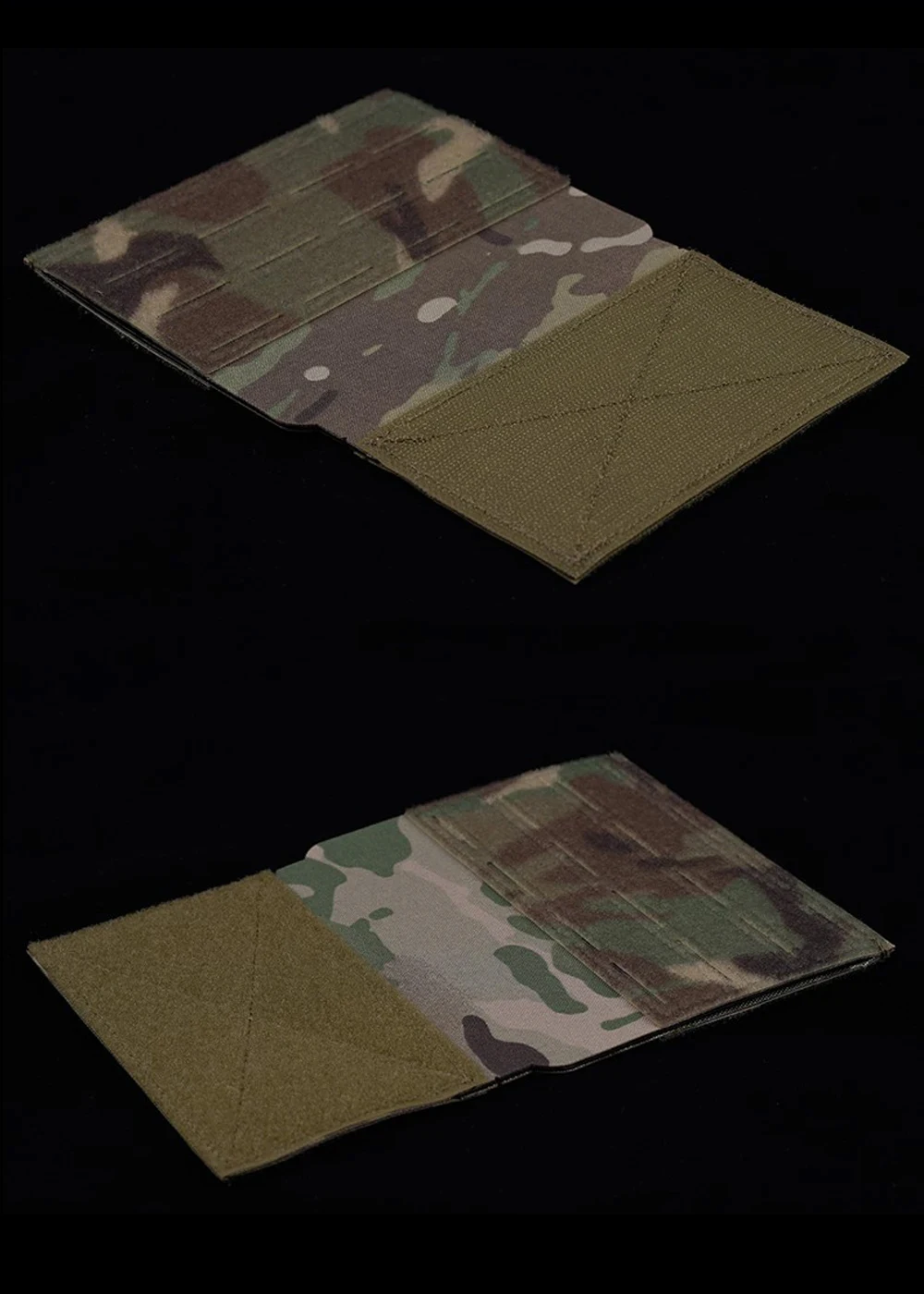 Panel táctico en color coyote mostrando el sistema de sujeción