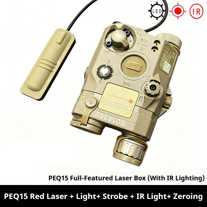 Airsoft PEQ-15 linterna táctica IR verde con láser rojo y estrobo - imagen 2
