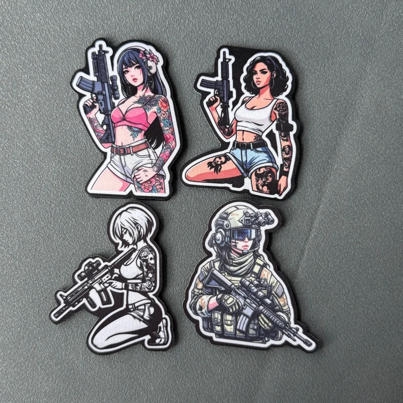 Parche táctico de chica anime con velcro para mochila y ropa - imagen 3