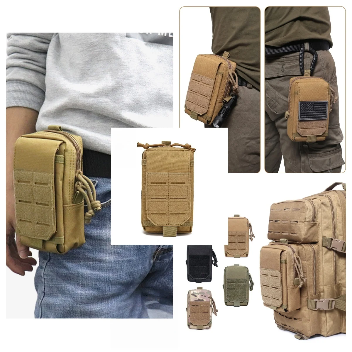 Funda táctica MOLLE para teléfono EDC con sujeción a cinturón - imagen 4