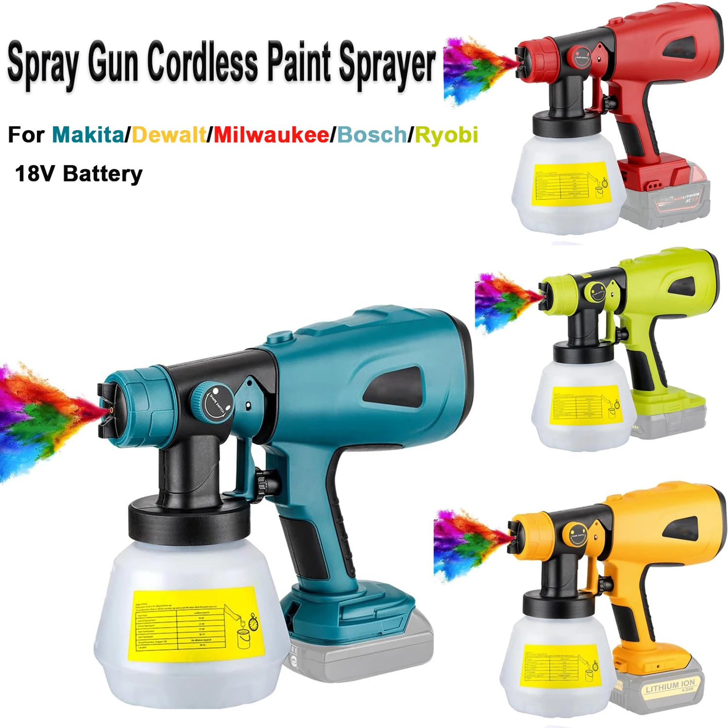 Pistola de pintura inalámbrica para muebles compatible Makita DeWalt