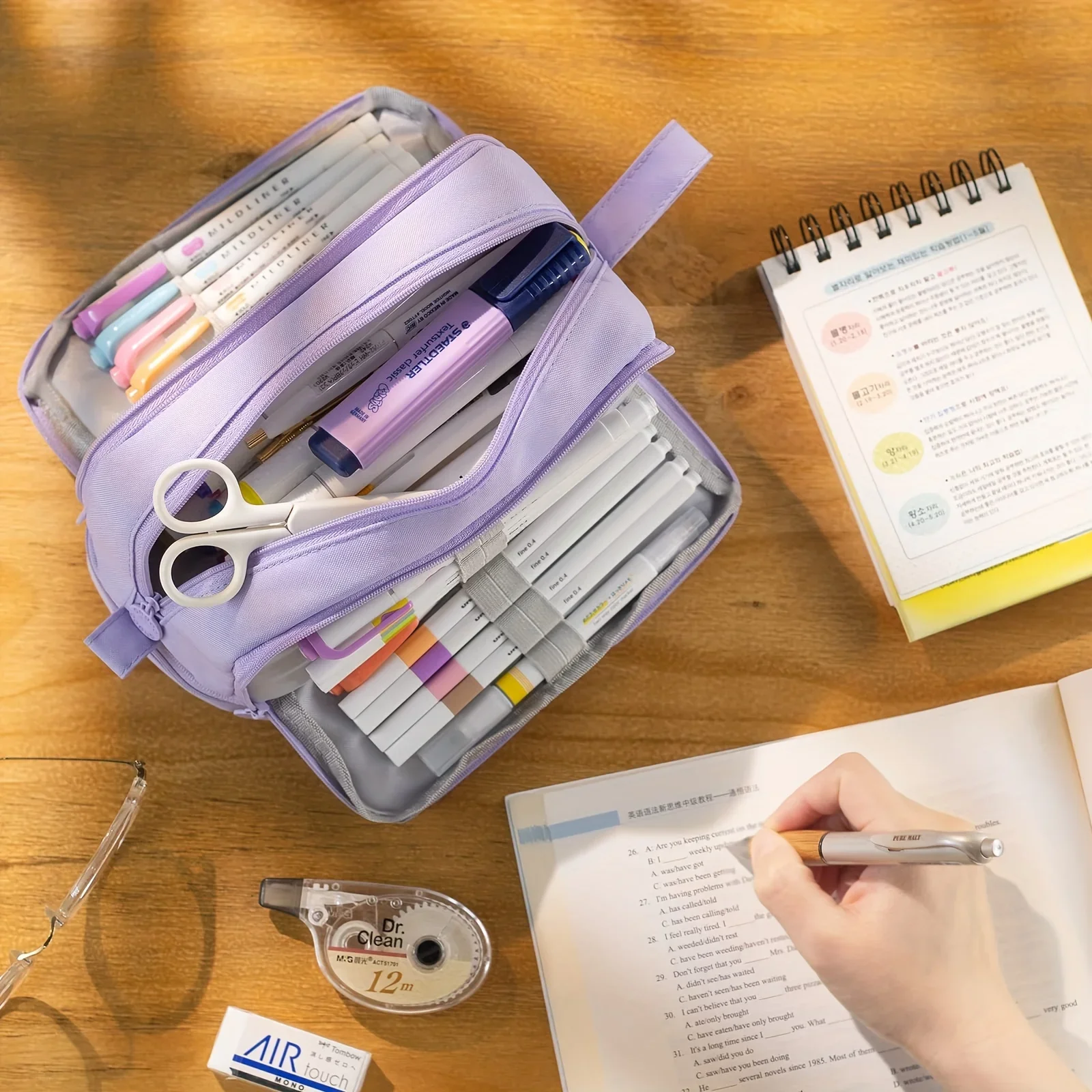 Estuche organizador de lona Oxford gran capacidad portátil para útiles - imagen 5