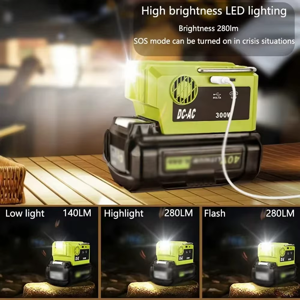 Ryobi inversor portátil de corriente para batería litio USB-C