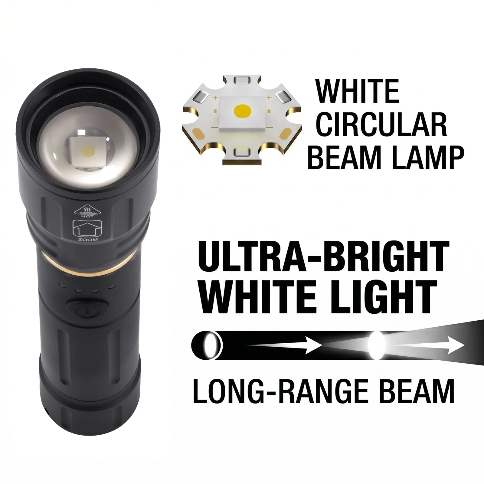 Linterna táctica Alonefire zoom recargable USB, alta potencia - imagen 5