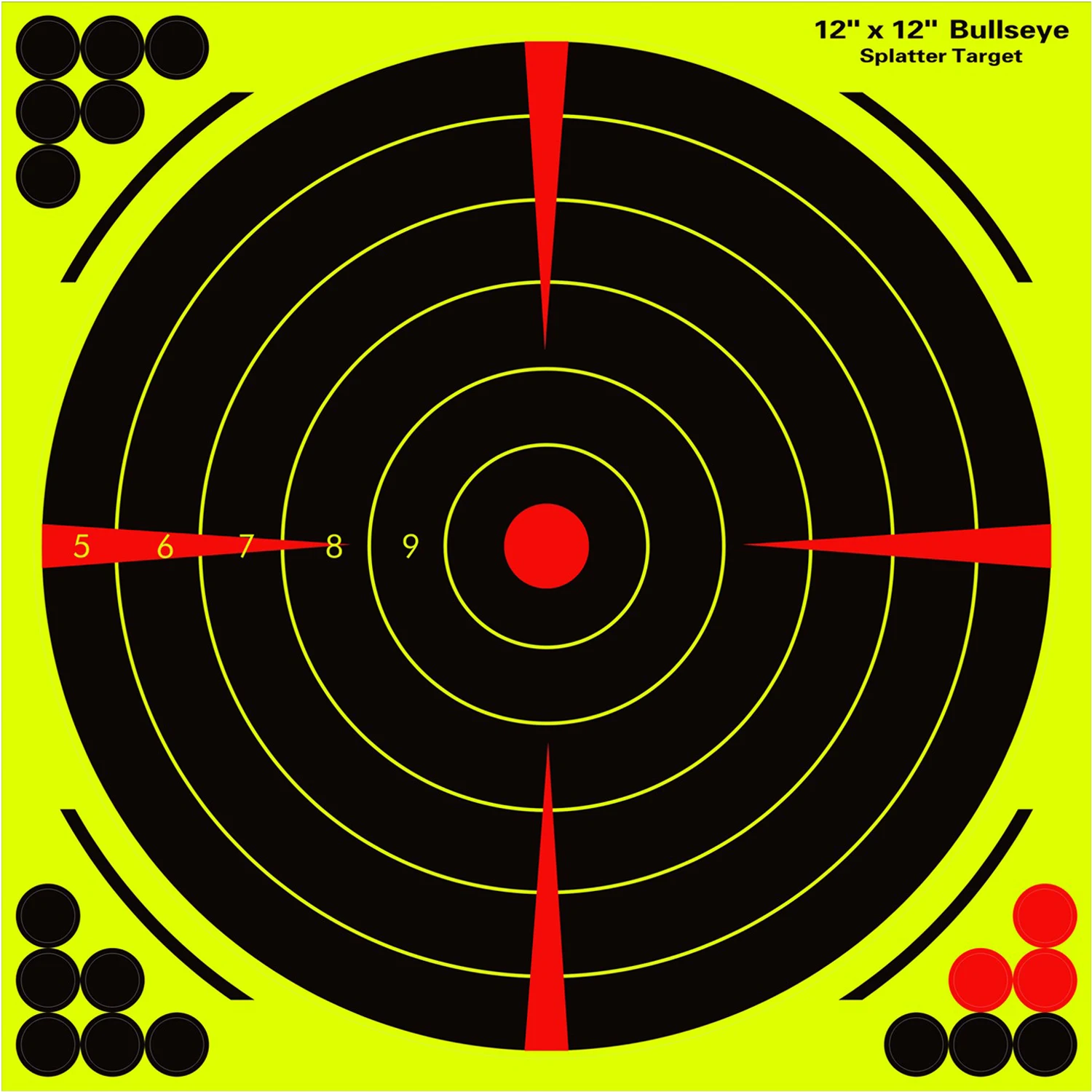 Diana de 12 pulgadas con patrón bullseye y efecto visible al impacto