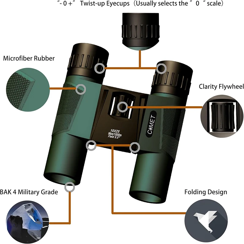 Binocular 10x25 compacto plegable observación de aves adulto - imagen 3