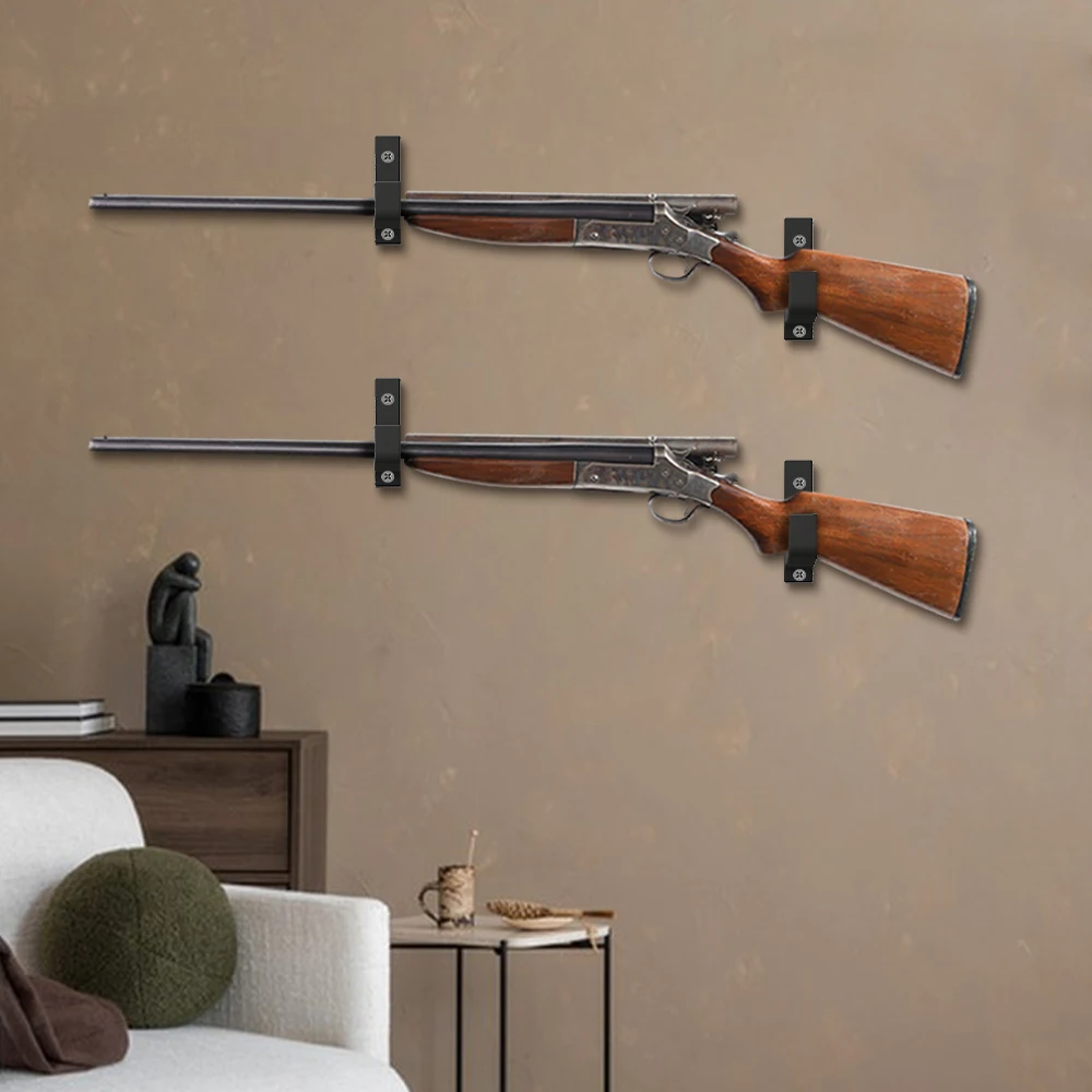 Soporte de pared horizontal rifles: ganchos exhibición escopetas caza - imagen 3