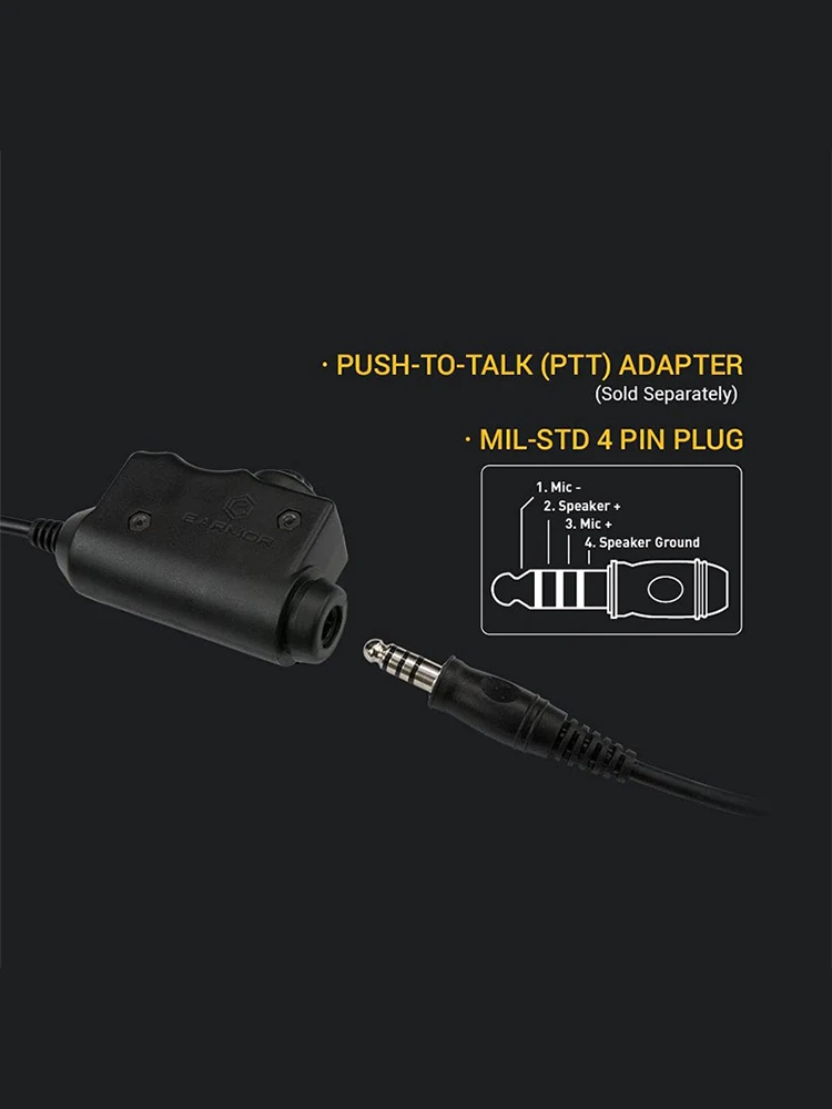EARMOR M52 Adaptador PTT táctico botón a presión para radios Kenwood