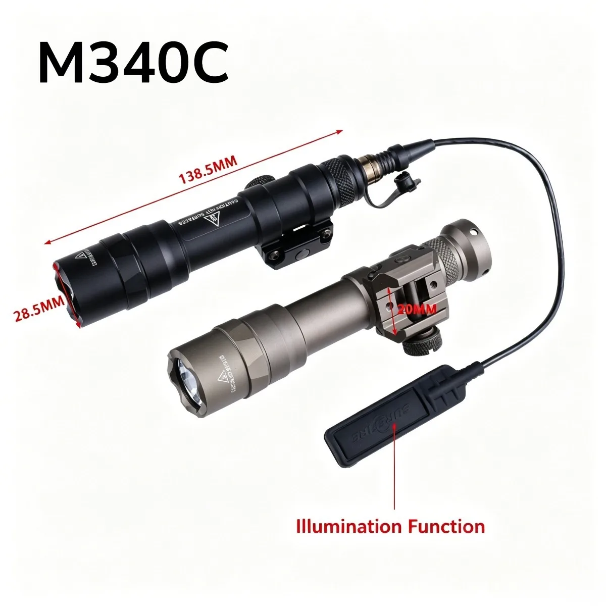 Linterna táctica Surefire M640DF con riel Picatinny y montaje - imagen 3