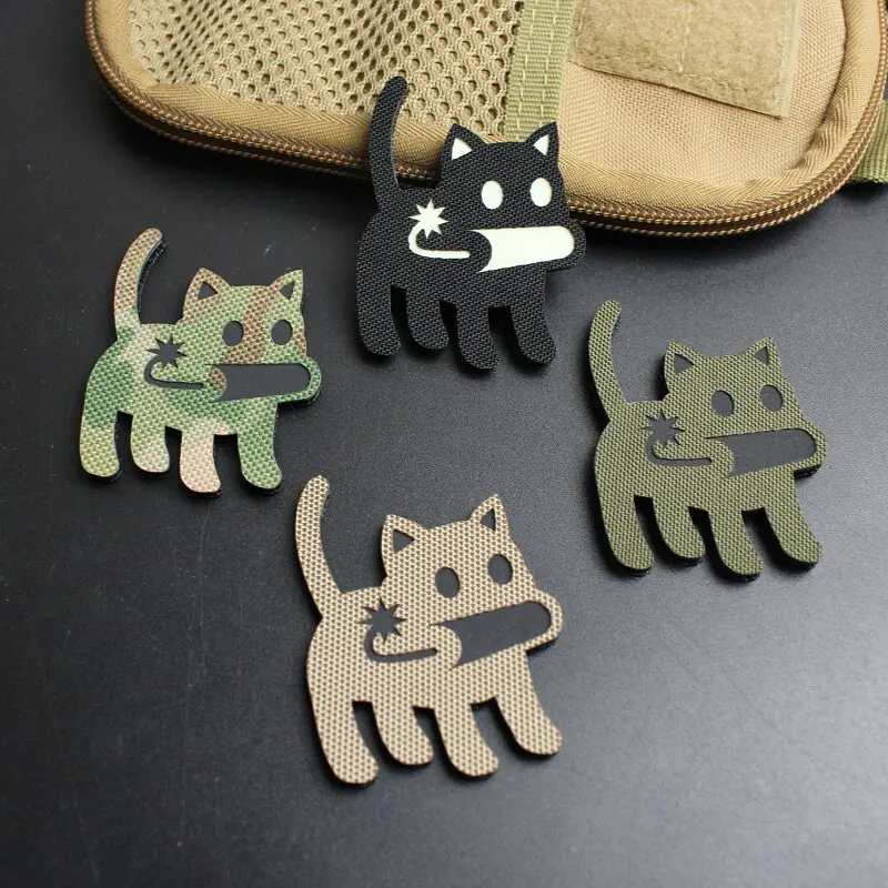 Parche reflectante gatito láser con gancho y bucle para mochila - imagen 5