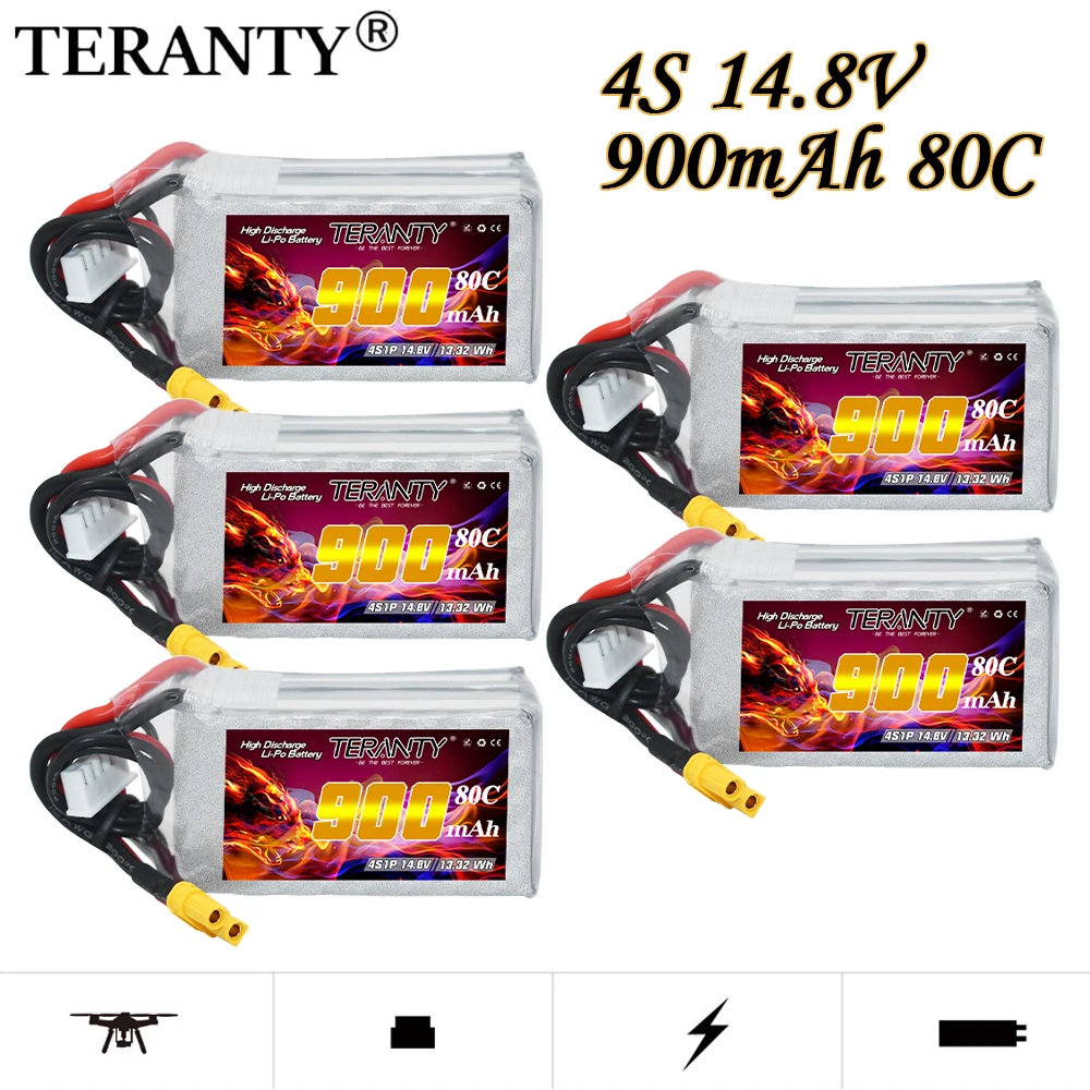 Vista frontal de la batería LiPo 4S 900mAh