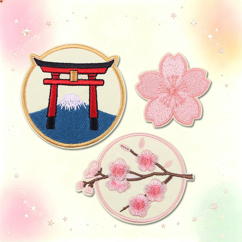 Parche bordado termoadhesivo trucha y ballena Monte Fuji – DIY - imagen 4