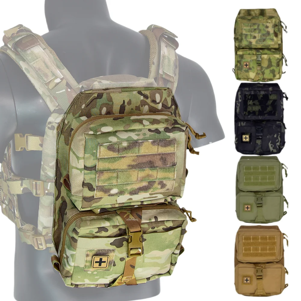 Bolsa táctica trasera MOLLE desmontable liberación rápida portaplaca