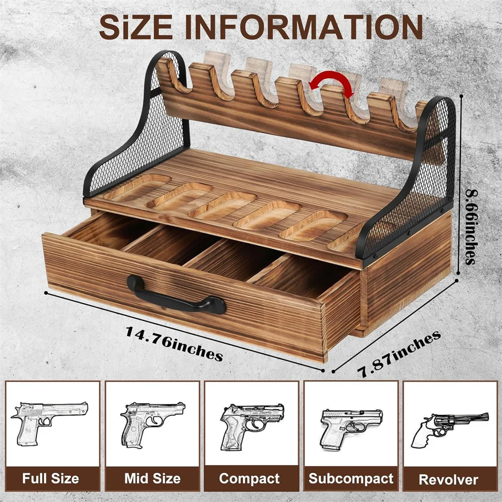 Soporte para pistola de madera estilo rústico con compartimentos - imagen 3
