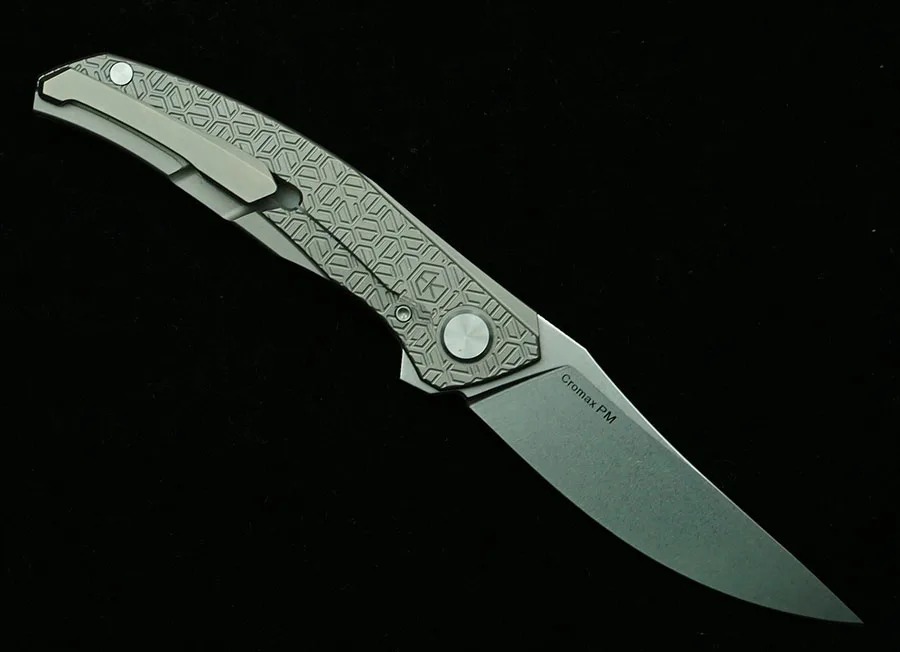 LEMIFSHE Cuchillo plegable Quantum Mark Cromax PM, titanio camping
