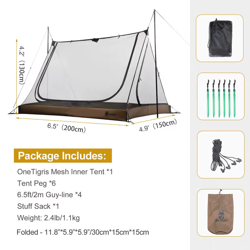 OneTigris Tienda de campaña impermeable con suelo tipo bañera y malla - imagen 3