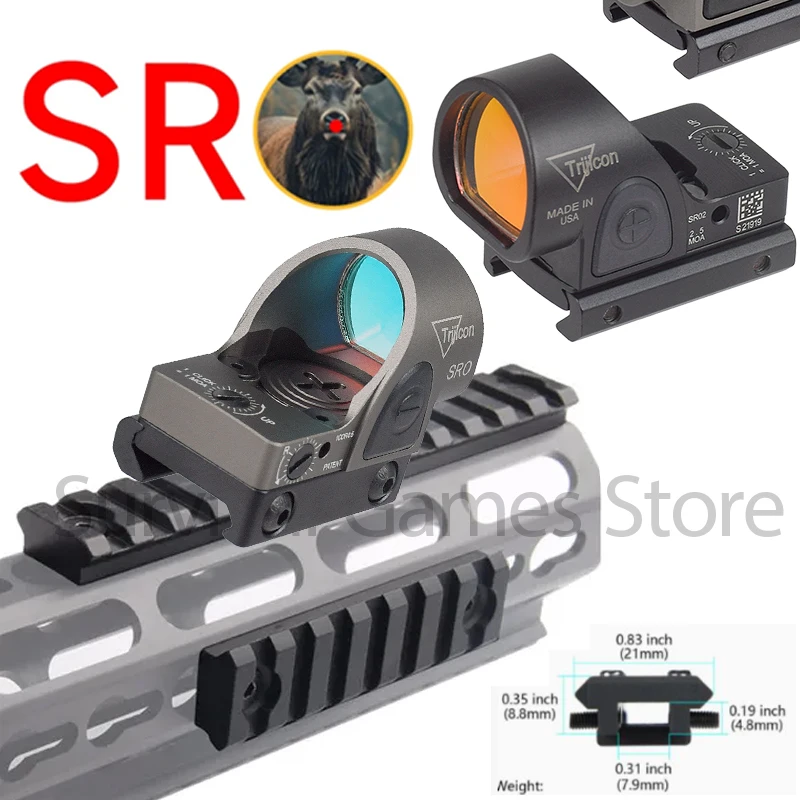Trijicon SRO mira punto rojo táctica colimador riel Picatinny