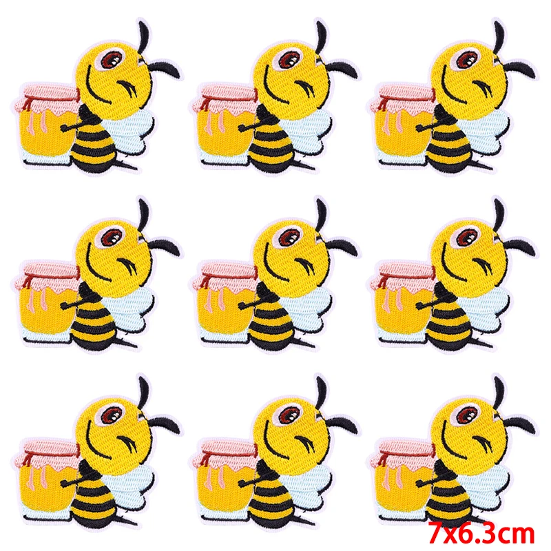 Parche abeja floral – uso en chaqueta
