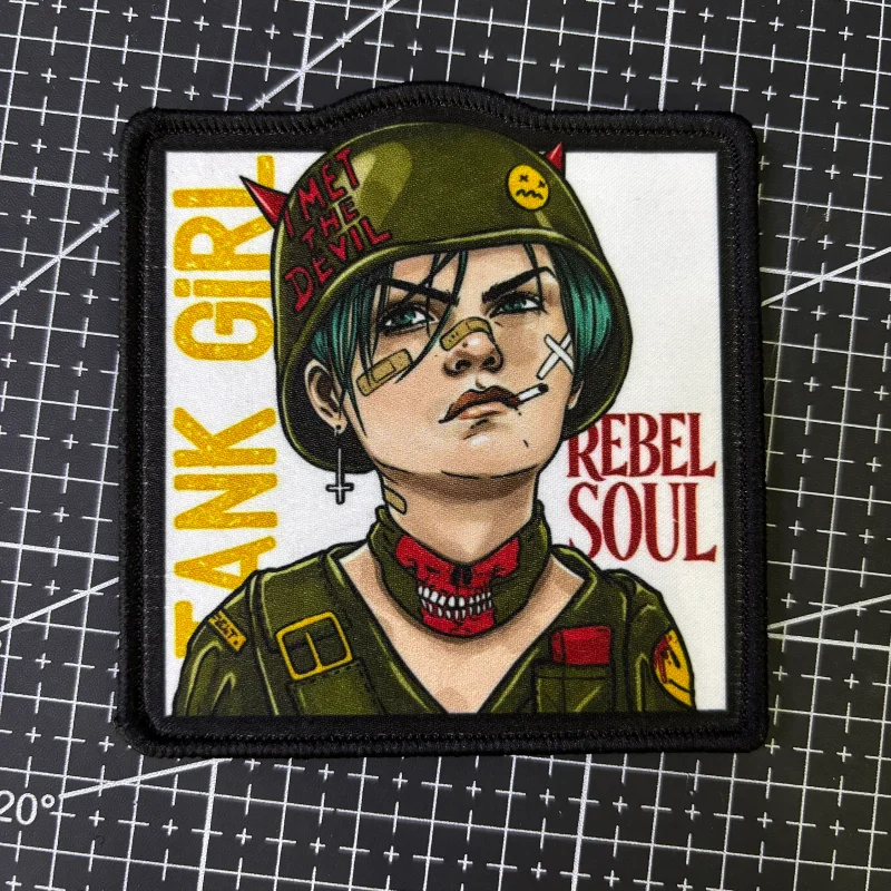 Parche táctico Tank Girl Rebel Soul con velcro, moral impresa - imagen 5