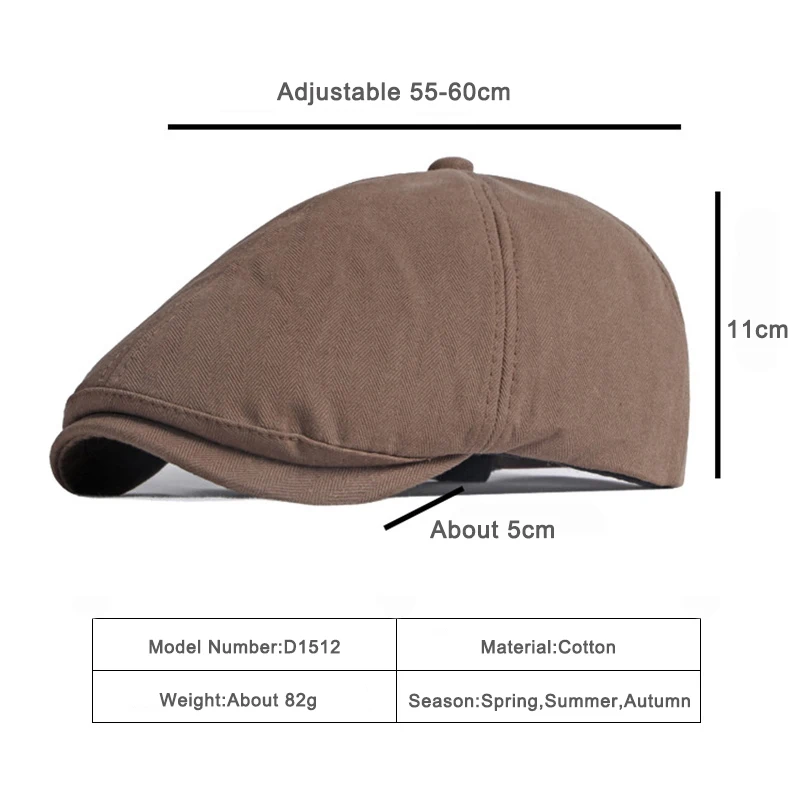 Gorra newsboy octogonal de detective plana ajustable color sólido - imagen 4