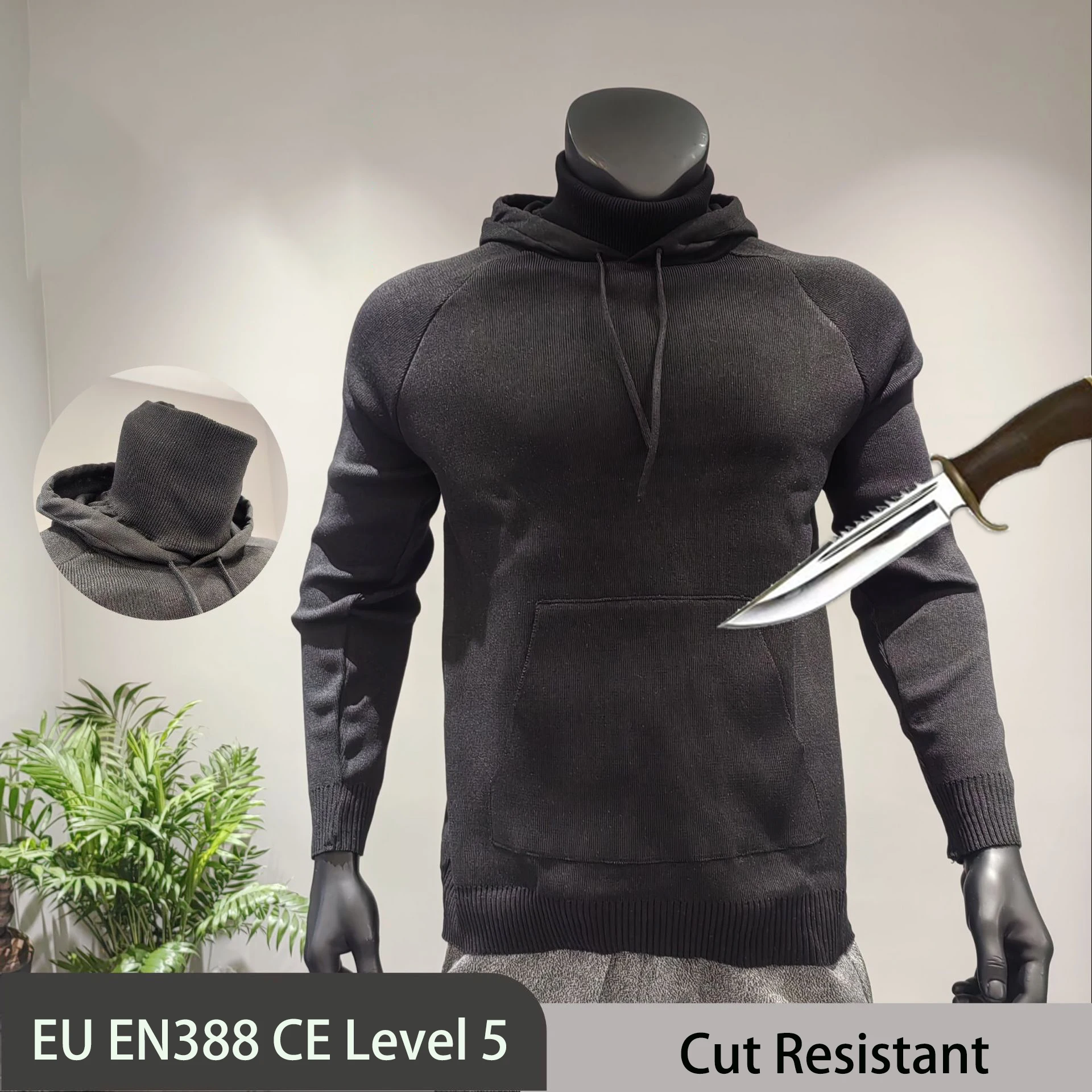 Sudadera anticorte EN388 HPPE resistente a cortes y cuello