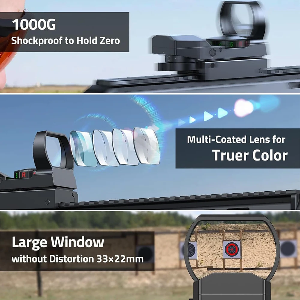 Óptica de mira reflex táctica para rifle con montaje en riel Picatinny