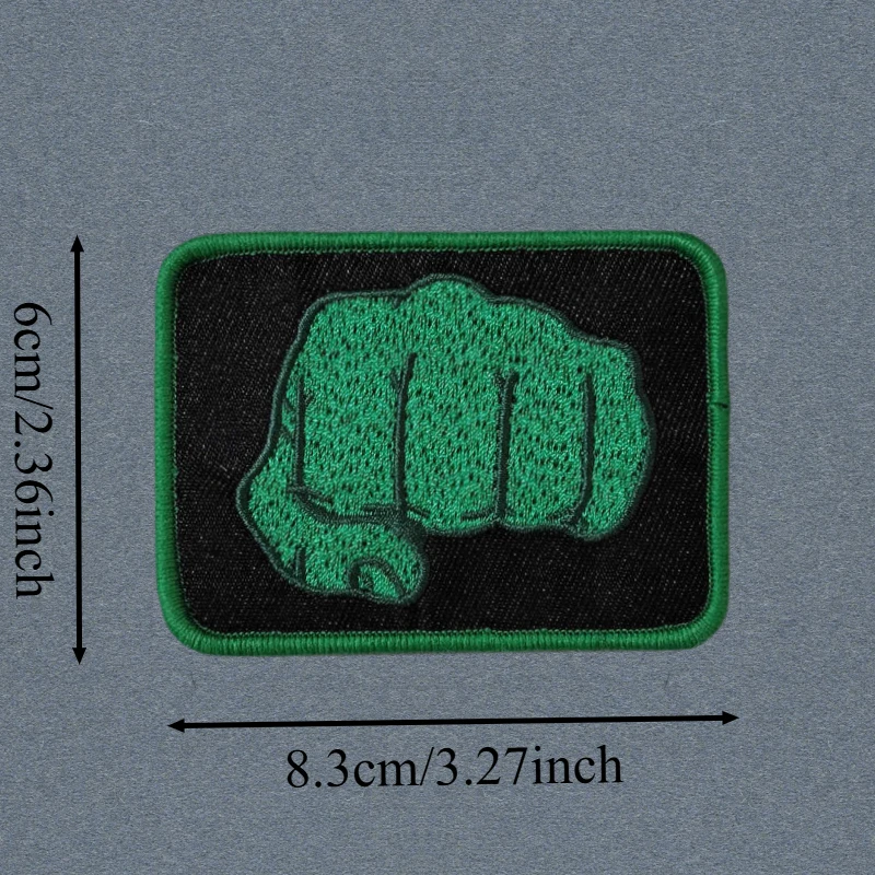 Parche táctico bordado puño verde con velcro gancho y bucle - imagen 2
