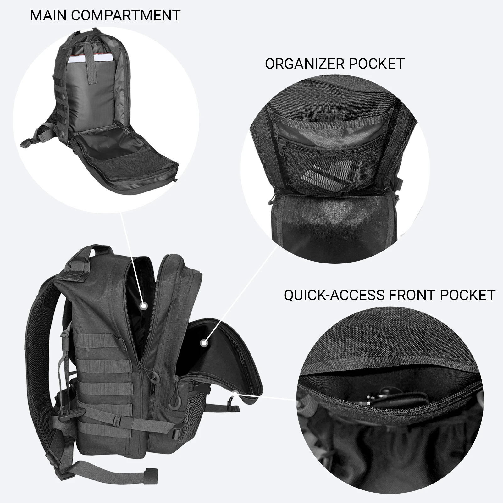 MGFLASHFORCE Mochila táctica MOLLE para airsoft, caza y senderismo - imagen 4