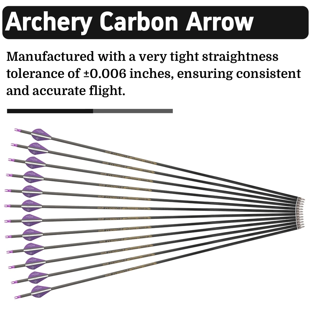 Flechas de carbono con plumas de goma y puntas Broadhead arco recurvo - imagen 3