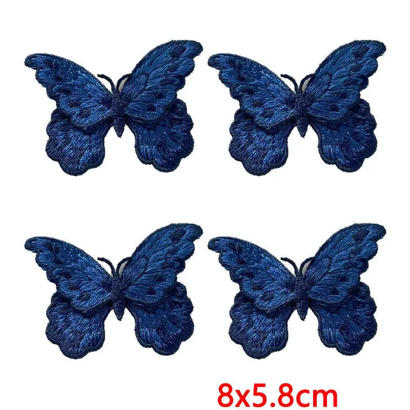 Parche bordado mariposa azul turquesa degradado vintage para coser - imagen 2