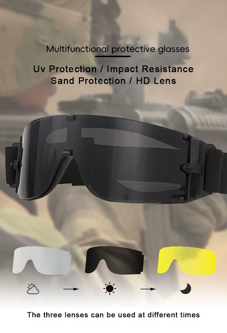 JSJM Gafas tácticas UV400 antiviento para tiro ciclismo montañismo - imagen 3