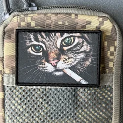 Parche táctico de gato con manchas tipo tigre y velcro