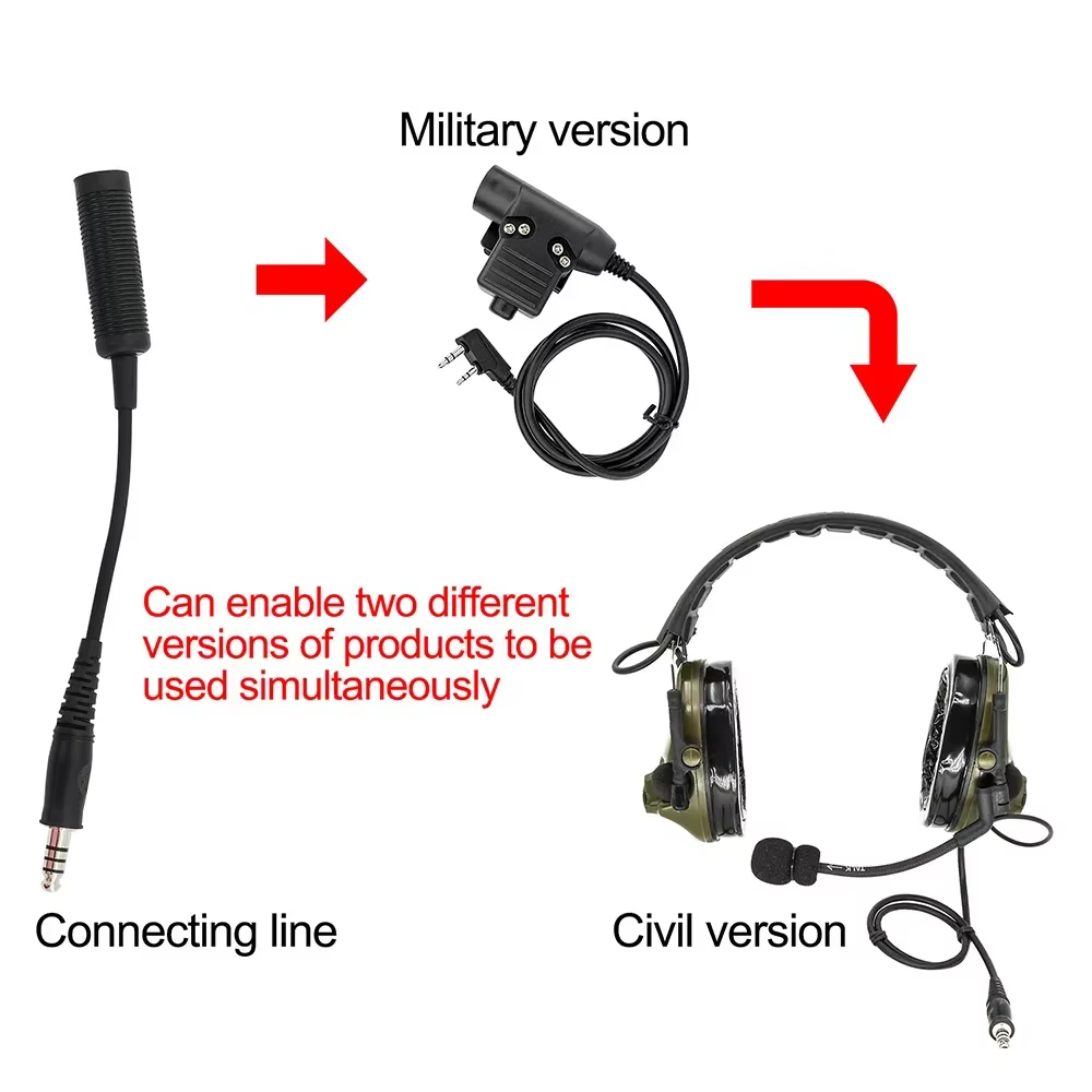 Adaptador táctico NATO de auriculares a cableado civil para radio - imagen 4