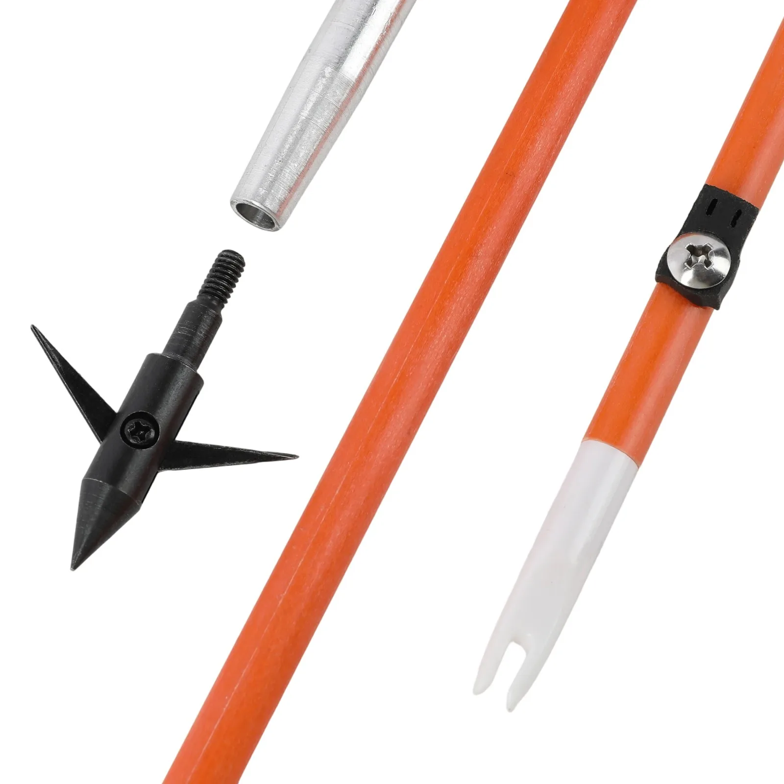 Flecha caza arco compuesto fibra vidrio con punta metal naranja