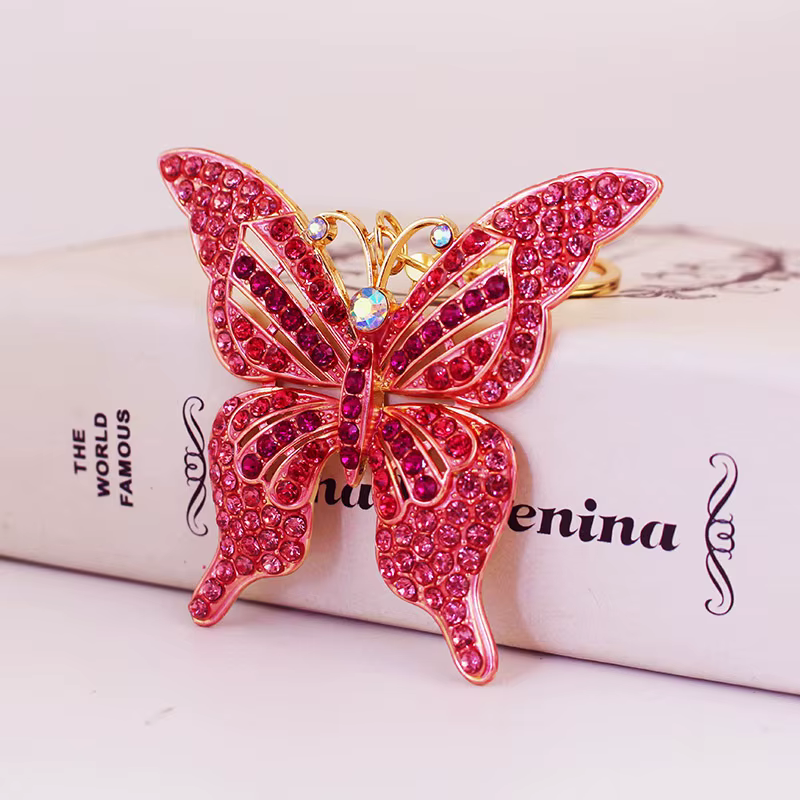 Llavero mariposa con pedrería multicolor para bolso - imagen 5