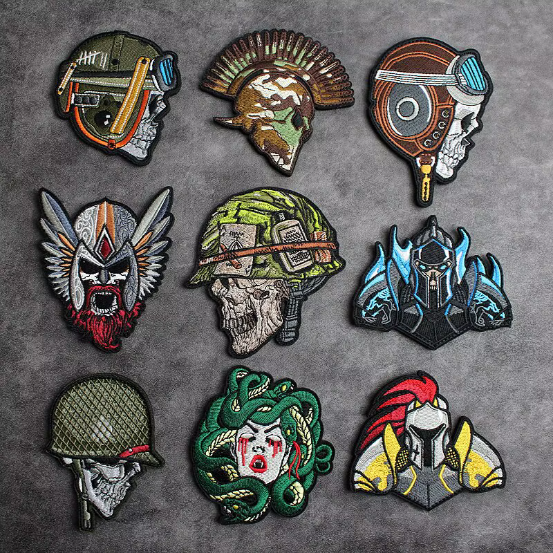 Parche táctico bordado calavera esqueleto con velcro para brazalete - imagen 4