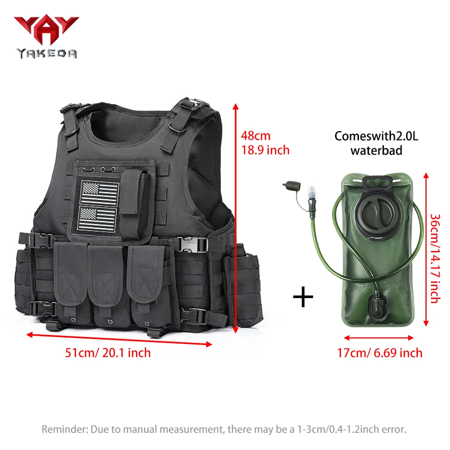 Chaleco táctico YAKEDA de liberación rápida con bolsa de agua y velcro