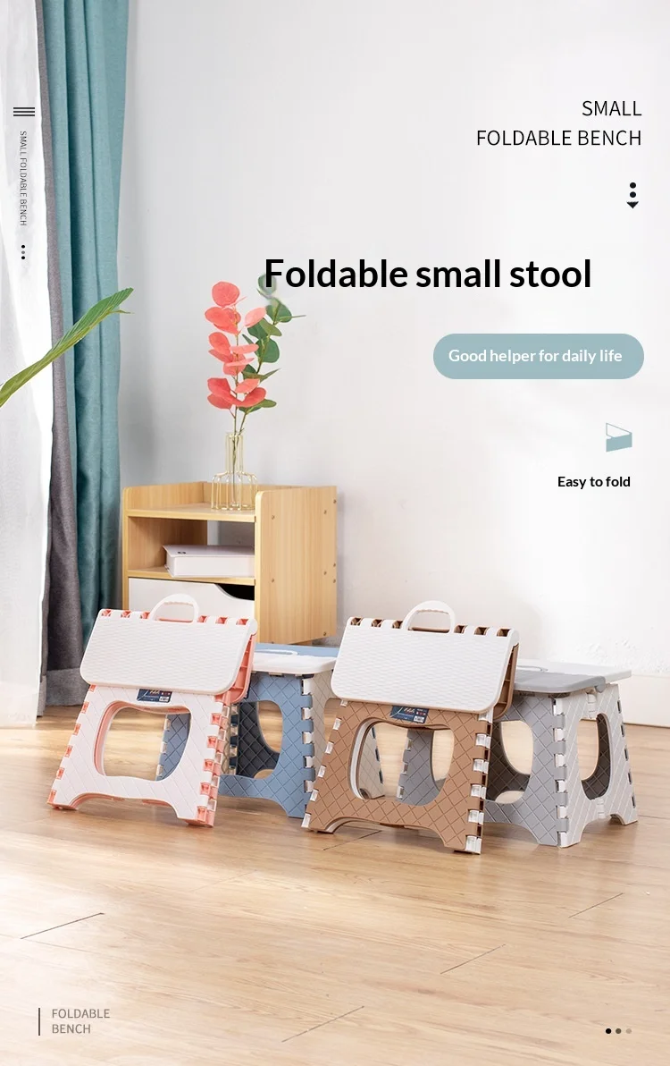 Taburete plegable con asa, vista general