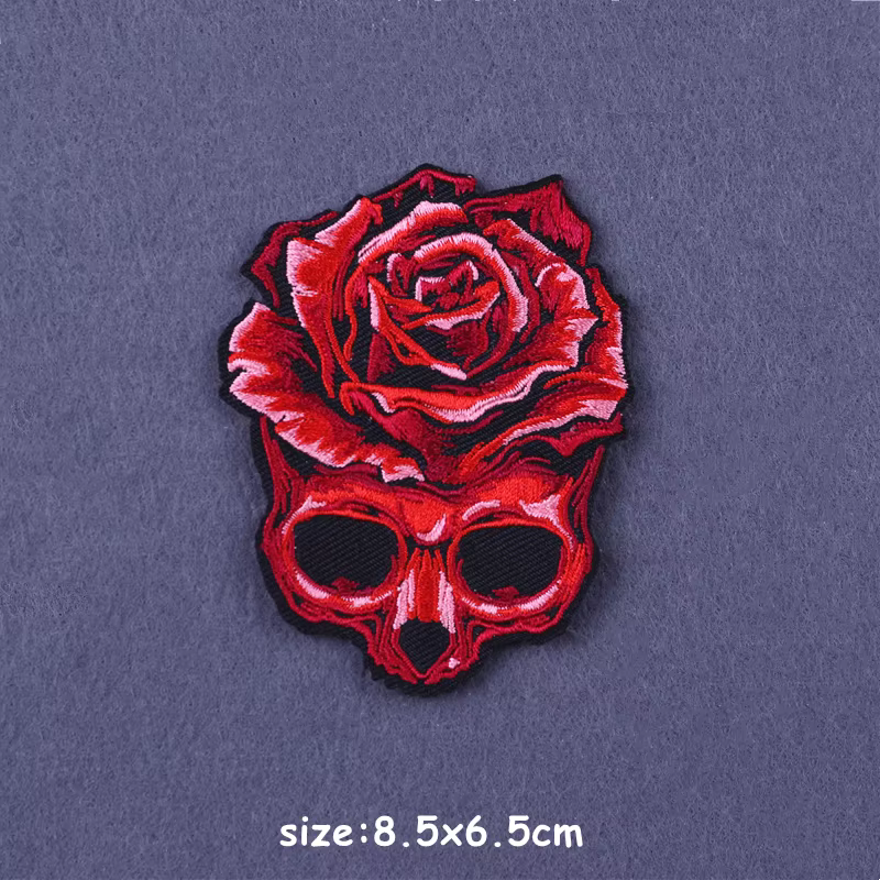 Parche bordado punk rosa y roja termoadhesivo para ropa táctica - imagen 3