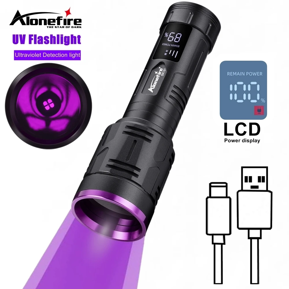 Linterna UV 365nm recargable con pantalla LCD para escorpiones y minerales - imagen 4